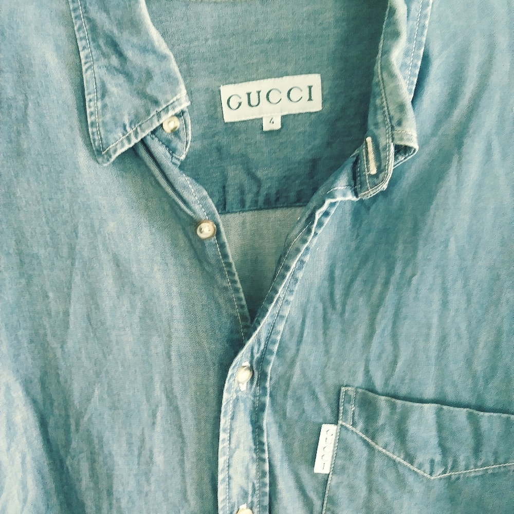 GUCCI 🌴 Large Men Designer Jean Shirt🌴 - Picture 2 of 7